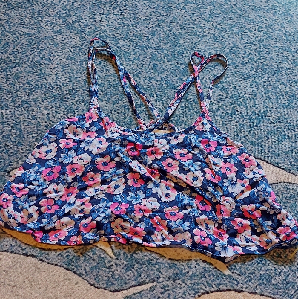 Hollister Floral Strappy Crop Tank Top